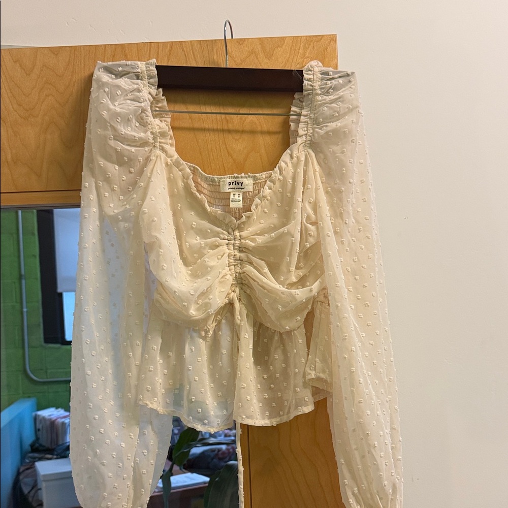 Privy Cream Ruched Blouse